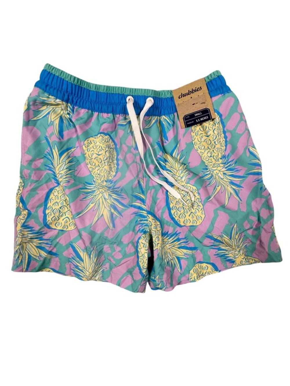 Chubbies Mens The Low Tide 5.5" Swim Trunks Drawstring Waist Medium Pineapple NE